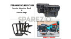 For Royal Enfield Goan Classic 350 Leather Pannier Black and Grey Bags With Mounting - SPAREZO